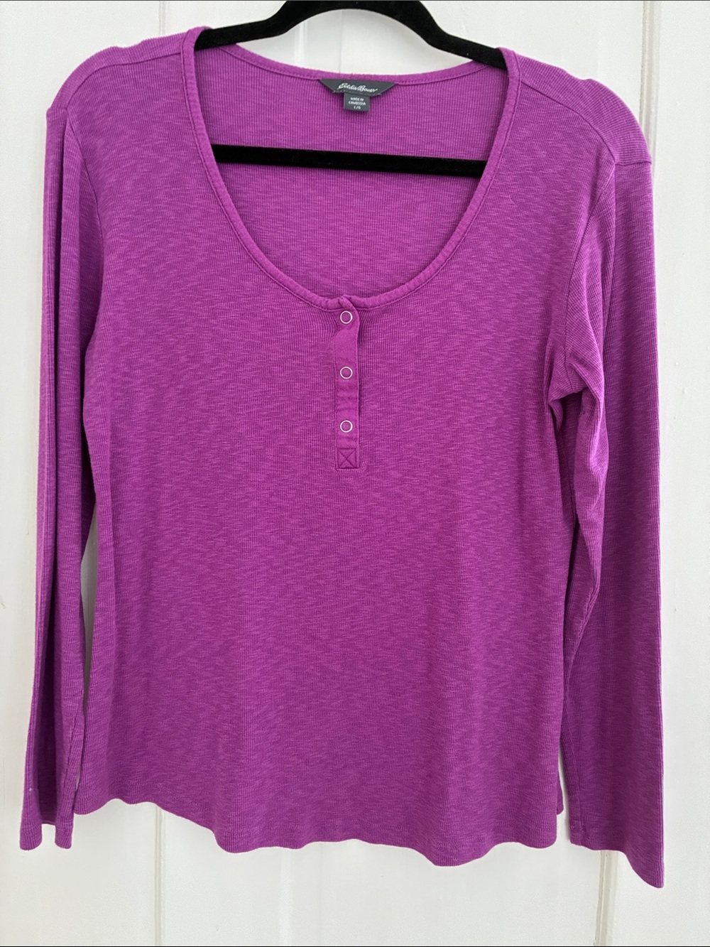 Eddie Bauer Heathered Magenta Long-Sleeve Henley